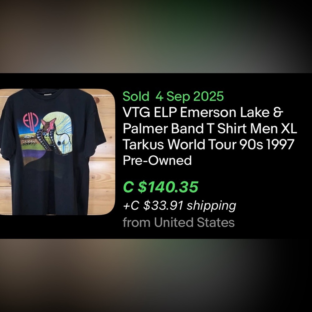 Vintage Emerson Lake Palmer T-Shirt / Tarkus World Tour / Large / 1997 / Brockum - Picture 7 of 8